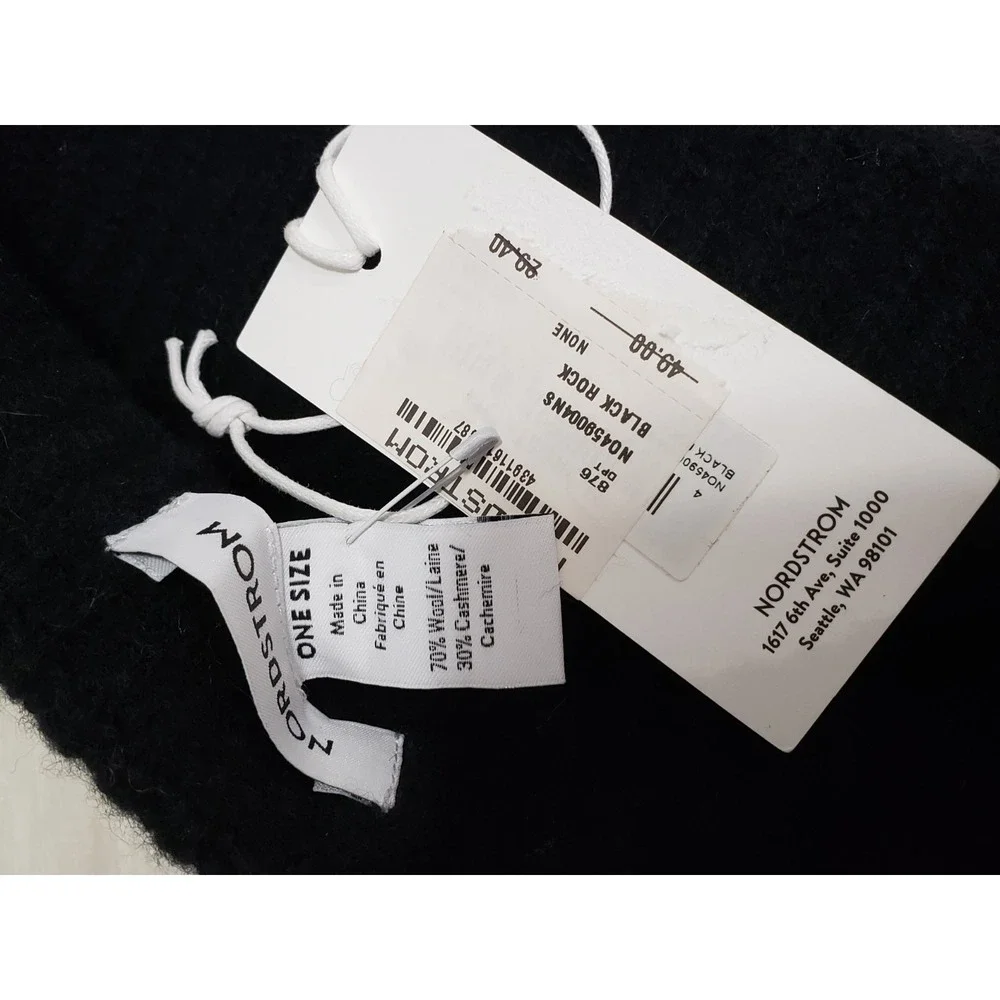 LOT 2 BIG KID TEEN CASHMERE & WOOL BLEND - black beanie hat knit winter warm SKI